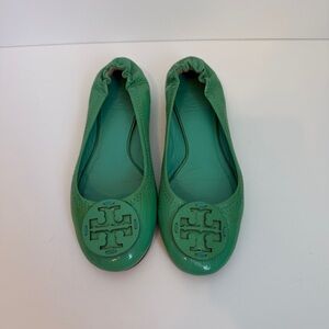 Tory Burch Green Logo Ballet Flats